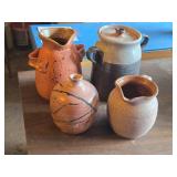 Lot of (4) Handcrafted Ceramic Pottery (Signed on Bottom)
