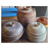 Lot of (4) Handcrafted Ceramic Pottery Lidded Pots