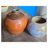 Lot of (3) Handcrafted Ceramic Vases and Lidded Pot