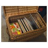 Lot of (1 Wicker Chest) Vinyl Record Albums in Sleeves
