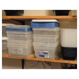 Lot of (2 Shelves) Plastic Storage Bins