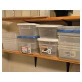 Lot of (2 Shelves) Plastic Storage Bins