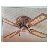 Windsor Browne Ceiling Fan - 4 Blade / One Side Cane, Antique Brass, 3 Speed Reversible 42" (in original packaging)