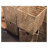 Lot of (4) Wicker Cube Storage Boxes