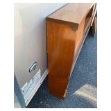 MCM Style Bed Set with Headboard, Footboard & Metal Rails