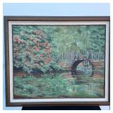 Oil painting of bridge and tree by Wanda Mumm