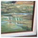 Oil painting of bridge and tree by Wanda Mumm