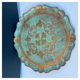 Vintage blue and gold tray