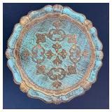 Vintage blue and gold tray