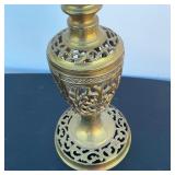 Ornate Brass Candle stick with candle