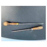 Vintage wood handle steel and screwdriver