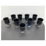 Set of 9 Vintage Noritake black glasses