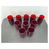 Set of 10 red glasses