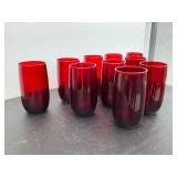 Set of 10 red glasses