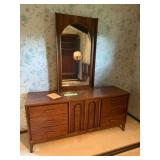 MCM StyleWalnut Dresser with Mirror