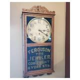 Vintage Clock made by WM L. Gilbert Clock Co. Winsted Conn USA marked with Ferguson the jewele. Cor. Front & York sts.