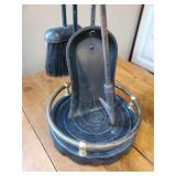 Cast Iron Fireplace Tools, Shovel Broom Poking Stick with stand, and Cast Iron Smudge Pot or Cauldron