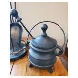 Cast Iron Fireplace Tools, Shovel Broom Poking Stick with stand, and Cast Iron Smudge Pot or Cauldron