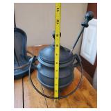Cast Iron Fireplace Tools, Shovel Broom Poking Stick with stand, and Cast Iron Smudge Pot or Cauldron