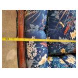 Gorgeous Dark Blue Floral Couch with Wood enhancement So Pretty