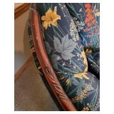 Gorgeous Dark Blue Floral Couch with Wood enhancement So Pretty