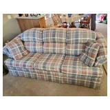 Beautiful Plaid Sleeper Sofa Couch with 2 Throw Pillows