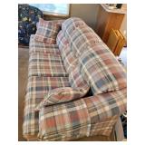 Beautiful Plaid Sleeper Sofa Couch with 2 Throw Pillows