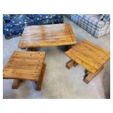 Set of 2 Handmade Side Tables and a Coffee Table all solid with a rustic vibe