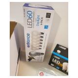 Box of Various Lightbulbs in Different shapes and sizes