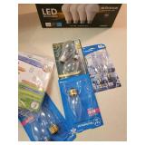 Box of Various Lightbulbs in Different shapes and sizes