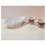 2 Vintage Campbells Soup Cups and Green Bean Casserole Dish with Recipe