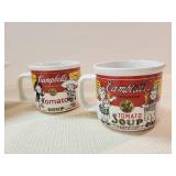 2 Vintage Campbells Soup Cups and Green Bean Casserole Dish with Recipe