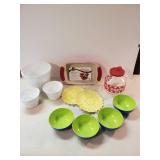 Various Kitchen Items New oven to table Ceramic Bakeware, Popcorn dishes, Colorful bowls and more