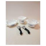 3 Corning Ware Dishes with Lids and removable Handles