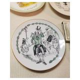 5 Vintage Ceramic Plates and ceramic hotplate, 1976 Bicentennial, Scrooge and more