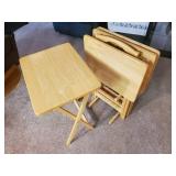 Lot of 4 Wood Floor standing Serving Tables and Stand
