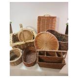 Large Lot of Various Woven Baskets, paper plate Holders and more