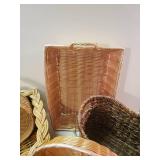 Large Lot of Various Woven Baskets, paper plate Holders and more