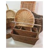 Large Lot of Various Woven Baskets, paper plate Holders and more