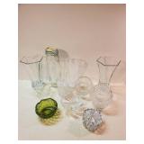 Various Glass Containers Jars, decorative items and more one marked  Hoosier Glass,