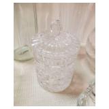 Various Glass Containers Jars, decorative items and more one marked  Hoosier Glass,