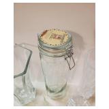 Various Glass Containers Jars, decorative items and more one marked  Hoosier Glass,