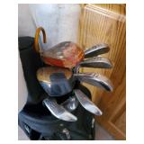 Golf Club Set, Wilson head covers, Feather Lite Irons, and 1 wood, golf bag and more
