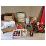 Various Christmas items, vintage Mr. and Mrs. Clause, Star still in box and more