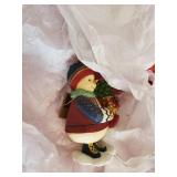 Various Christmas items, tree with lights, Teddy bear, runner and more