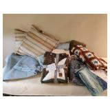 Lot of Various throw pillows and blankets some new still in package