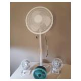 Lot of 3 Working Fans 1 floor oscillator and 3 personal