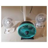 Lot of 3 Working Fans 1 floor oscillator and 3 personal