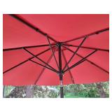 Lightly used Wrought patio set 4 chairs Table with umbrella and stand