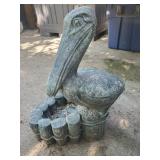 2 Garden Figurines 1 Concrete Stork and metal Frog